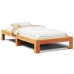 Cama sin colchón madera maciza de pino marrón cera 100x200 cm