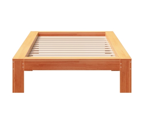 Cama sin colchón madera maciza de pino marrón cera 100x200 cm