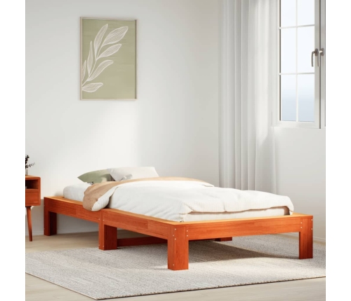 Estructura de cama sin colchón madera de pino marrón 90x200 cm