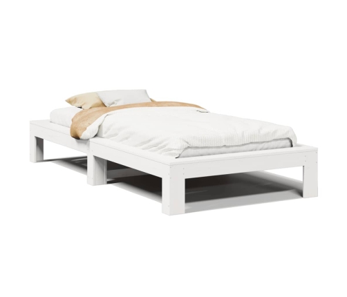 Estructura de cama sin colchón madera maciza blanca 90x190 cm