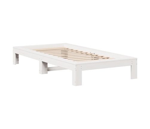 Estructura de cama sin colchón madera maciza blanca 90x190 cm