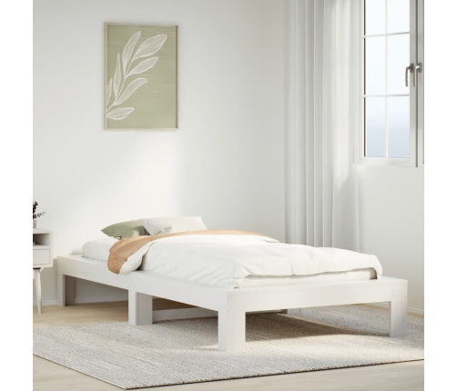 Estructura de cama sin colchón madera maciza blanca 90x190 cm