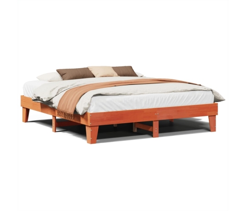 Cama sin colchón madera maciza de pino marrón cera 180x200 cm