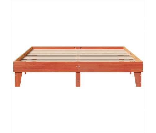 Cama sin colchón madera maciza de pino marrón cera 180x200 cm