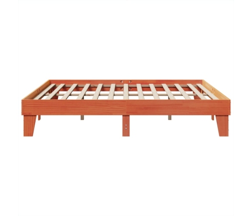 Cama sin colchón madera maciza de pino marrón cera 180x200 cm