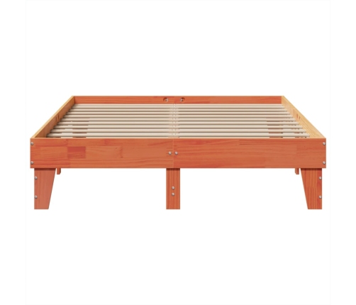 Cama sin colchón madera maciza de pino marrón cera 160x200 cm