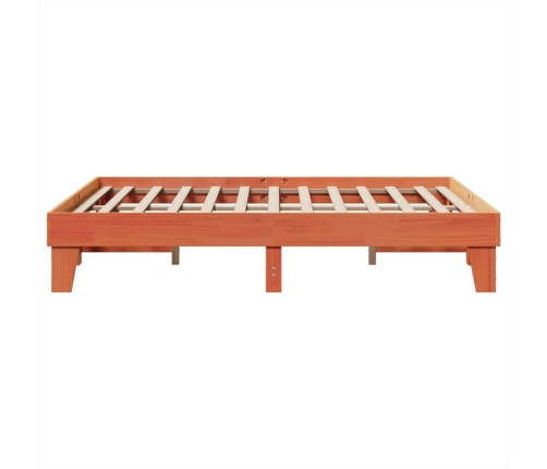 Cama sin colchón madera maciza de pino marrón cera 160x200 cm