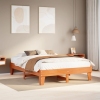 Cama sin colchón madera maciza de pino marrón cera 160x200 cm