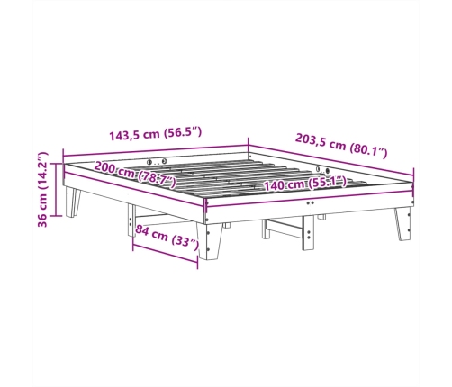 Estructura de cama sin colchón madera de pino blanca 140x200 cm