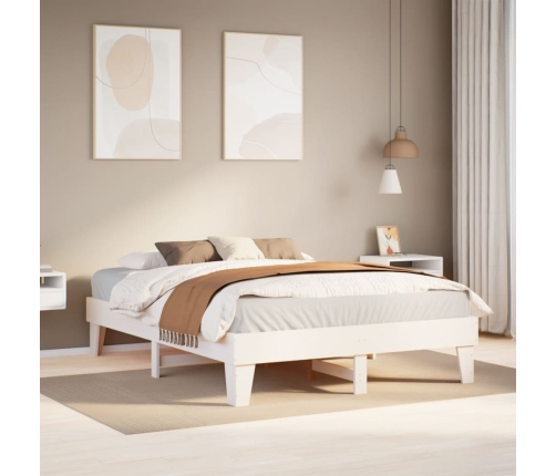 Estructura de cama sin colchón madera de pino blanca 140x200 cm