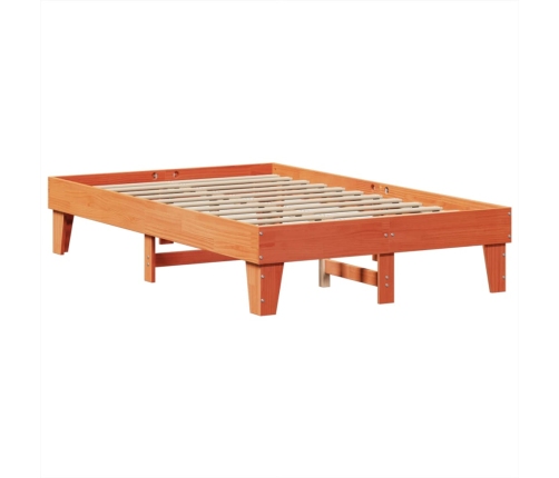 Cama sin colchón madera maciza de pino marrón cera 120x200 cm