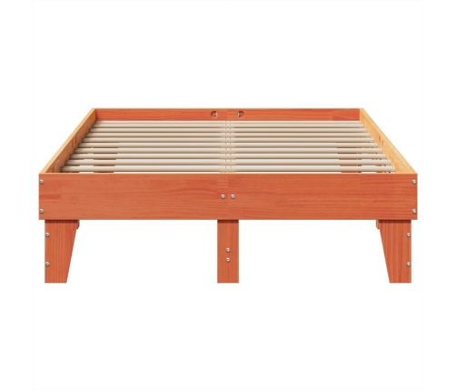 Cama sin colchón madera maciza de pino marrón cera 120x200 cm