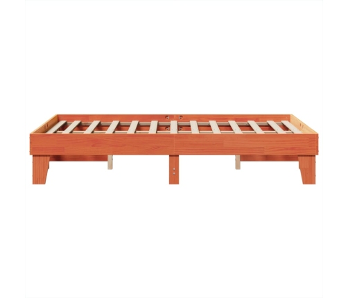 Cama sin colchón madera maciza de pino marrón cera 120x200 cm