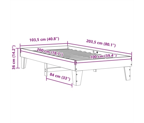 Estructura cama sin colchón madera maciza pino blanca 100x200cm