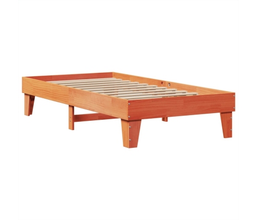 Cama sin colchón madera maciza de pino marrón cera 100x200 cm