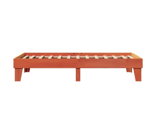 Cama sin colchón madera maciza de pino marrón cera 100x200 cm