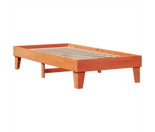 Cama sin colchón madera maciza de pino marrón cera 100x200 cm