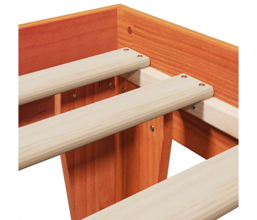 Cama sin colchón madera maciza de pino marrón cera 100x200 cm