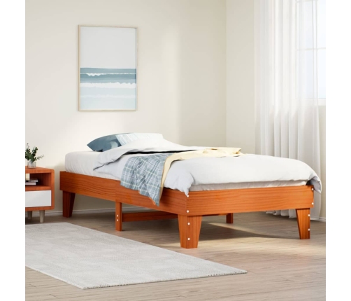 Estructura de cama sin colchón madera de pino marrón 90x200 cm