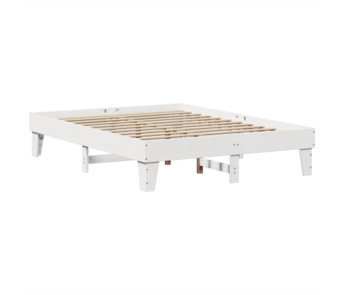 Estructura de cama sin colchón madera de pino blanca 140x190 cm