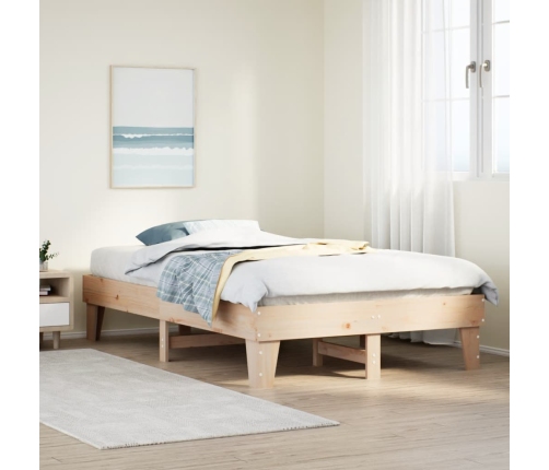 Estructura de cama sin colchón madera maciza de pino 135x190 cm