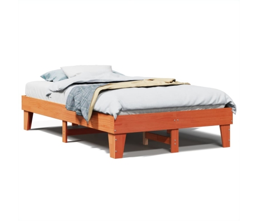 Estructura de cama sin colchón madera maciza marrón 135x190 cm