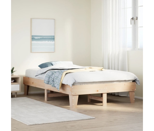 Estructura de cama sin colchón madera maciza de pino 120x190 cm