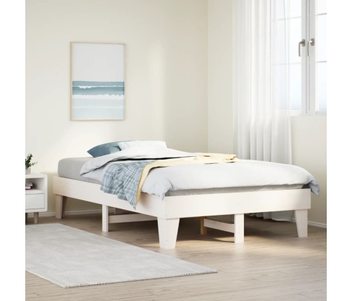 Estructura de cama sin colchón madera maciza blanca 120x190 cm