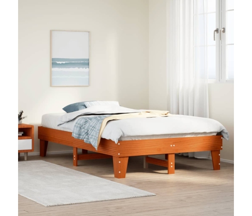 Estructura de cama sin colchón madera maciza marrón 120x190 cm