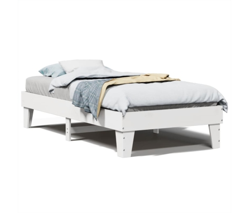 Estructura de cama sin colchón madera maciza blanca 75x190 cm