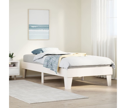 Estructura de cama sin colchón madera maciza blanca 75x190 cm