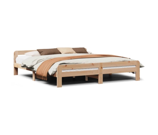 Estructura de cama sin colchón madera maciza de pino 200x200 cm