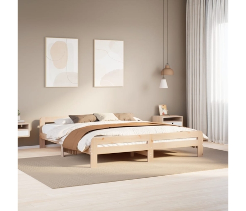 Estructura de cama sin colchón madera maciza de pino 200x200 cm