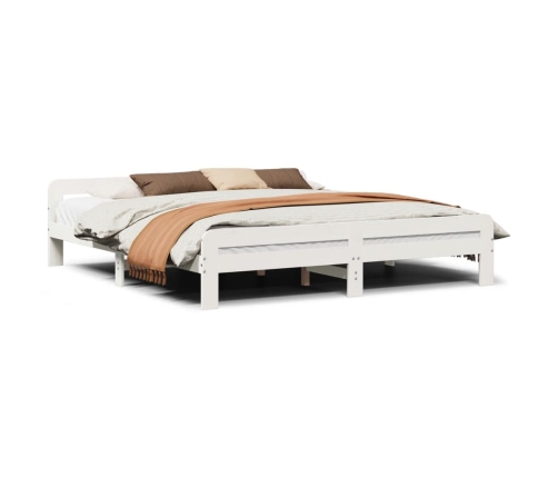 Estructura de cama sin colchón madera maciza blanca 200x200 cm