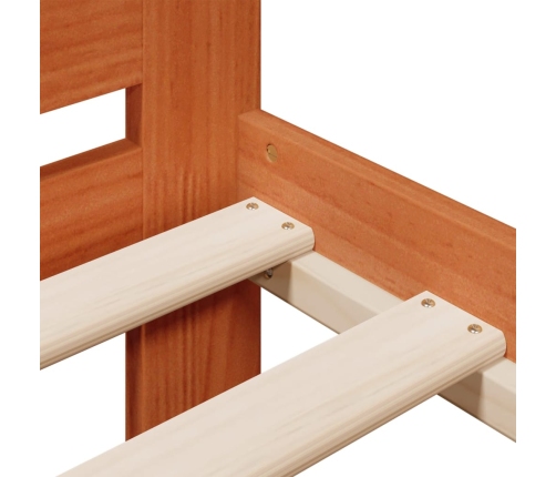 Cama sin colchón madera maciza de pino marrón cera 180x200 cm