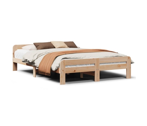 Estructura de cama sin colchón madera maciza de pino 160x200 cm