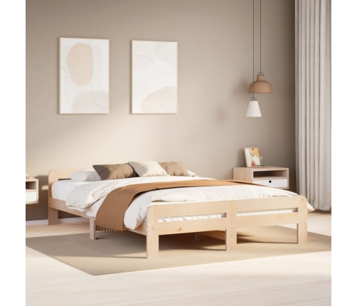 Estructura de cama sin colchón madera maciza de pino 160x200 cm