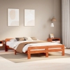 Cama sin colchón madera maciza de pino marrón cera 160x200 cm