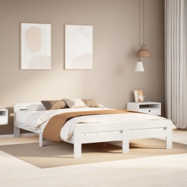 Estructura de cama sin colchón madera de pino blanca 140x200 cm