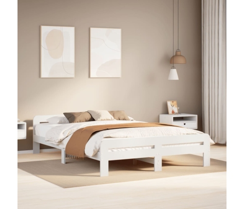 Estructura de cama sin colchón madera de pino blanca 140x200 cm