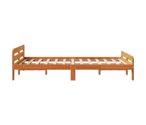 Cama sin colchón madera maciza de pino marrón cera 120x200 cm