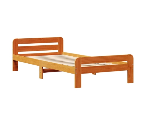 Estructura de cama sin colchón madera de pino marrón 90x200 cm