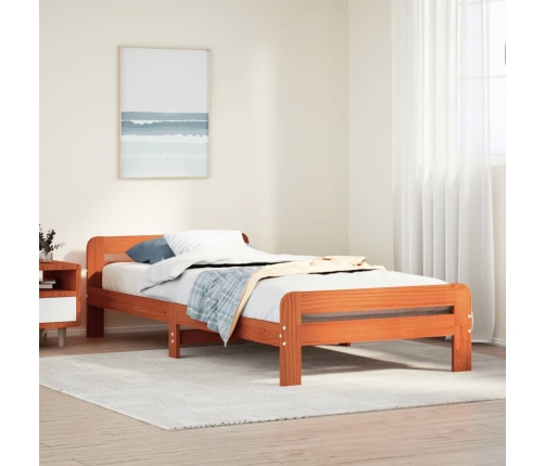 Estructura de cama sin colchón madera de pino marrón 90x200 cm