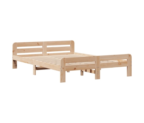 Estructura de cama sin colchón madera maciza de pino 140x190 cm