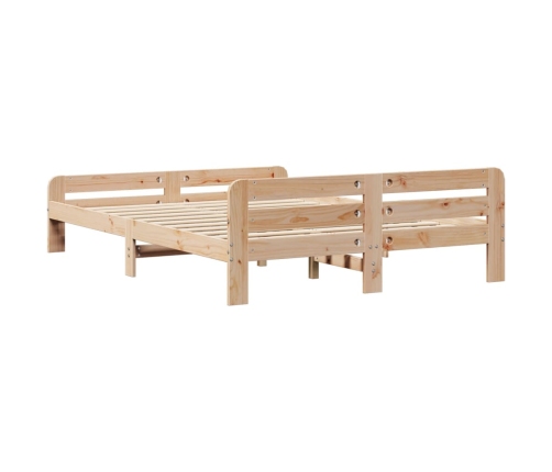 Estructura de cama sin colchón madera maciza de pino 140x190 cm