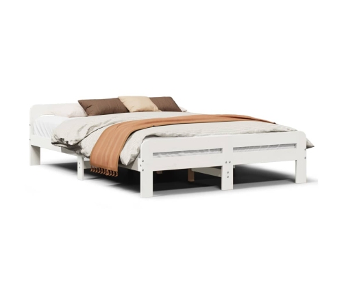 Estructura de cama sin colchón madera de pino blanca 140x190 cm