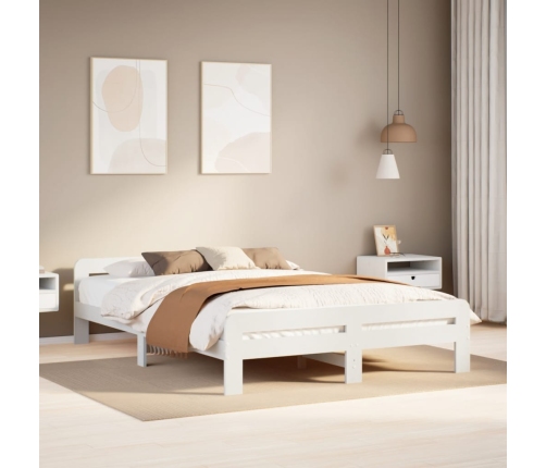 Estructura de cama sin colchón madera de pino blanca 140x190 cm