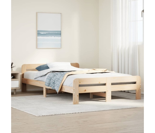 Estructura de cama sin colchón madera maciza de pino 135x190 cm