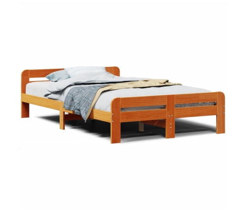 Estructura de cama sin colchón madera maciza marrón 135x190 cm