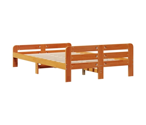 Estructura de cama sin colchón madera maciza marrón 135x190 cm